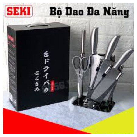 Bộ dao inox 6 món cao cấp Nhật Bản có đế đựng dao