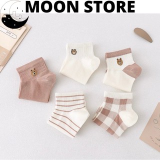 Tất nữ cao cổ hình gấu VINTAGE set màu nâu đẹp phong cách Hàn Quốc  MOONSTORE