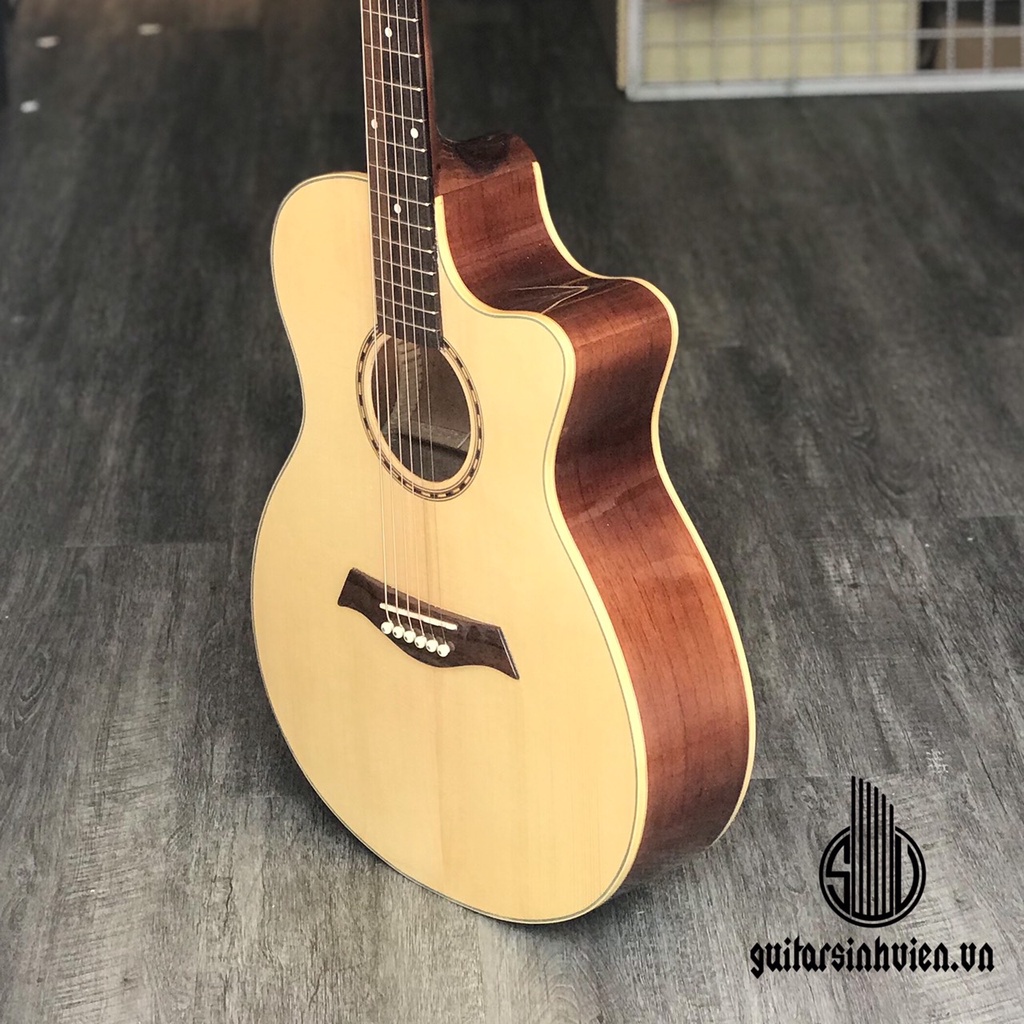 Đàn guitar acoustic SVA2 gắn EQ ra loa - Đàn gỗ thịt có ty - Tặng phụ kiện và bảo hành 1 năm