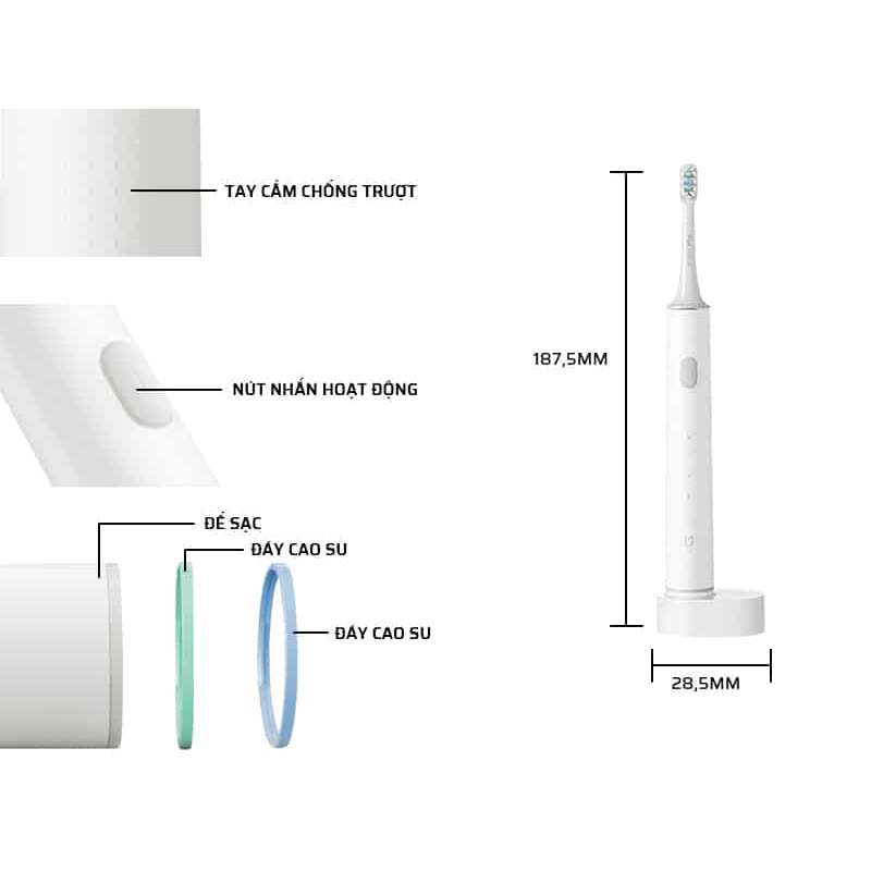 Bàn Chải Điện Xiaomi Mijia T500, T300, T100 Bản Nâng Cấp Bảo Vệ Nướu, Phù Hợp Cho Niềng Văng Và Răng Nhạy Cảm