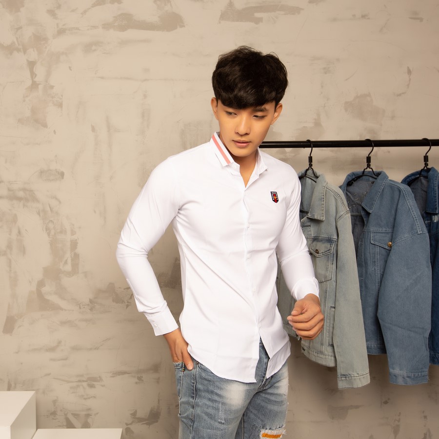 Áo sơ mi nam trắng tay dài vải mịn đẹp A403 MĐ