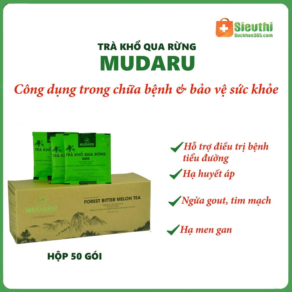 [Chính Hãng] Trà Khổ Qua Rừng Mudaru Hỗ trợ Tiểu Đường Hộp 50 Túi lọc Siêu Thị Sức Khoẻ 365