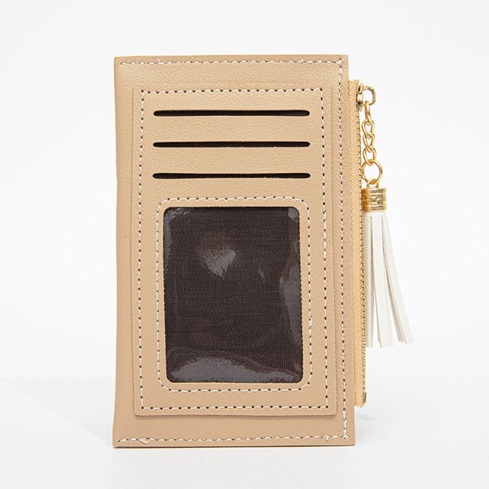 LANFY Ví đựng thẻ xe buýt/tiền/thẻ ngân ahfng bằng da PU phối tua rua cỡ nhỏ dáng mỏng cho nữ gồm nhiều màu
