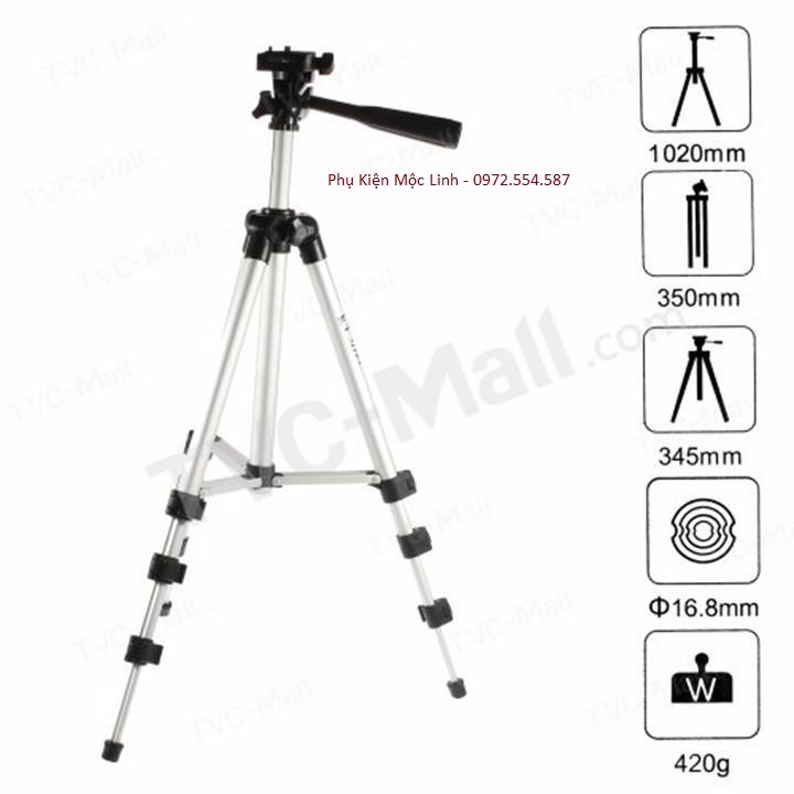 COMBO Gậy Tripod 3 Chân + KEP MAY ANH (Gậy tự sướng )