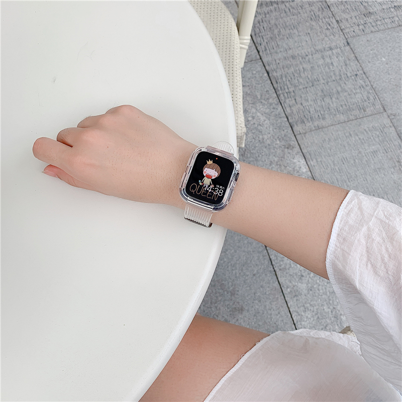 Dây Nhựa Trong Suốt Cho Đồng Hồ Thông Minh Apple Watch Series 6 Se 5 4 3 2 1 38mm 40mm 42mm 44mm