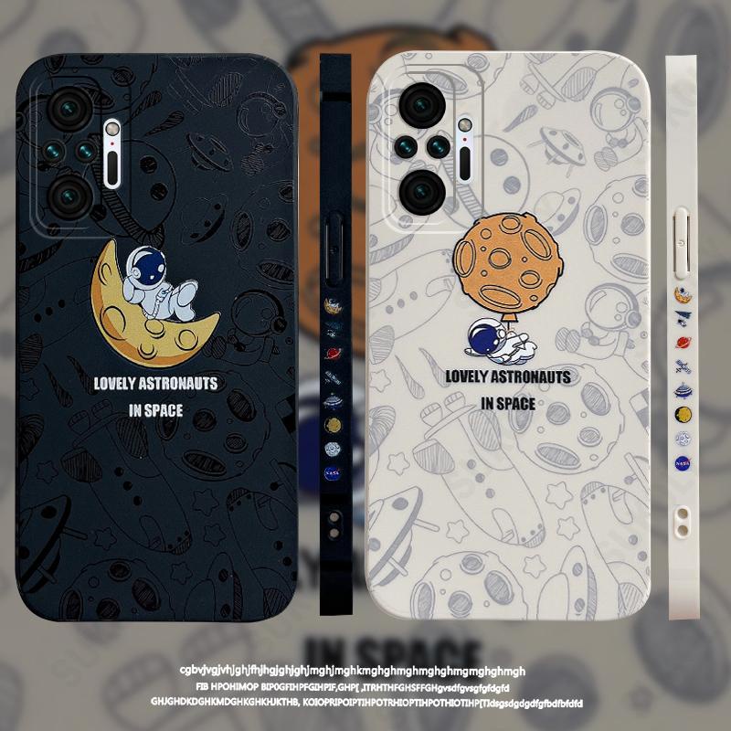ốp lưng Phi hành gia với điện thoại mẫu bên Vỏ tương thích Cho Xiaomi 10 10s 10pro 11 11pro Redmi Note 11 pro 11s 10 Pro 9s 9 8 7S 7 Pro Redmi 8 9 9A 9C 9t 10 Vỏ đầy đủ silicone mềm vuông case