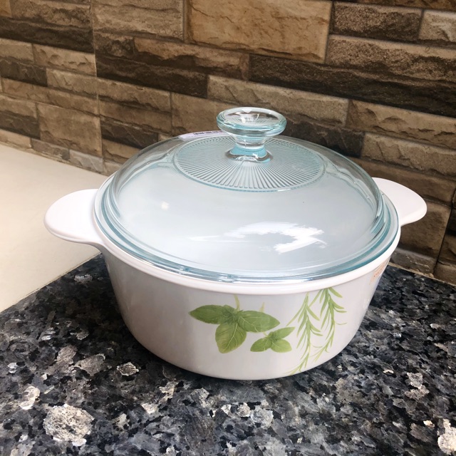 Nồi thủy tinh tròn Pháp Corningware P-12-22-EH European Herbs 1.25L-2.25L