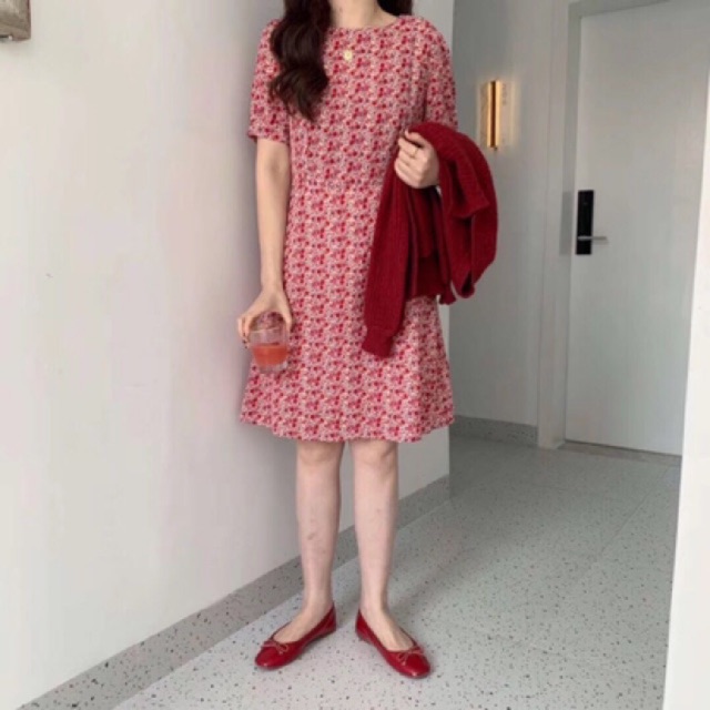 Váy hoa nhí vintage ngắn tay sắc màu🌸 VKE7012 Hàng Quảng Châu | BigBuy360 - bigbuy360.vn