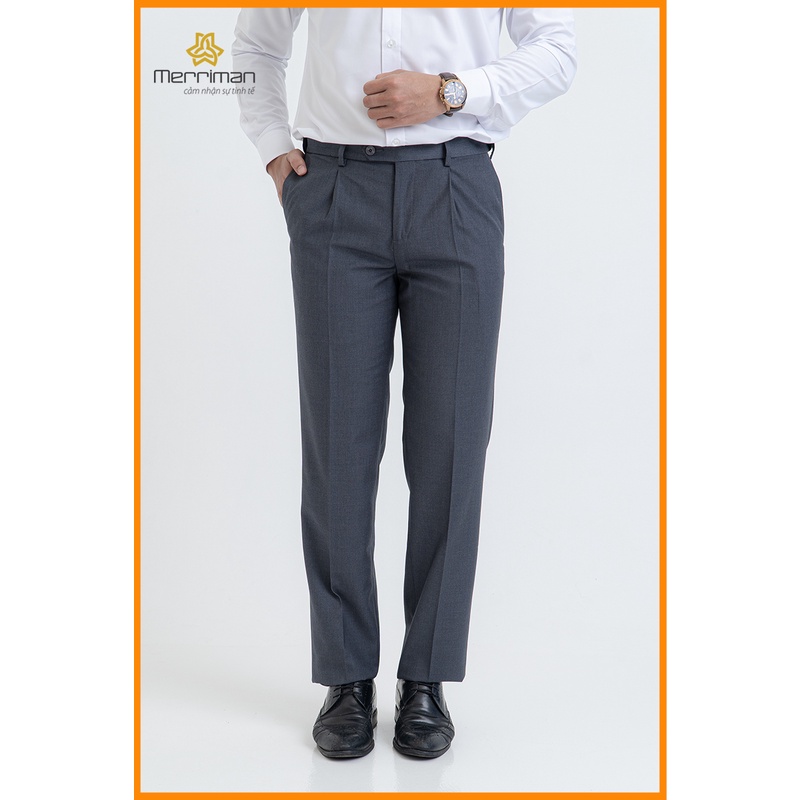 Quần tây nam cao cấp lưng tangdor 1 ly màu xám Merriman mã THMPP050-GREY