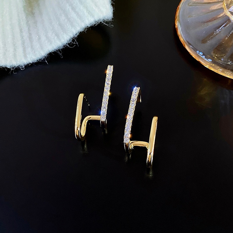 Khuyên tai 17KM mạ vàng đính đá đơn giản cho nữ