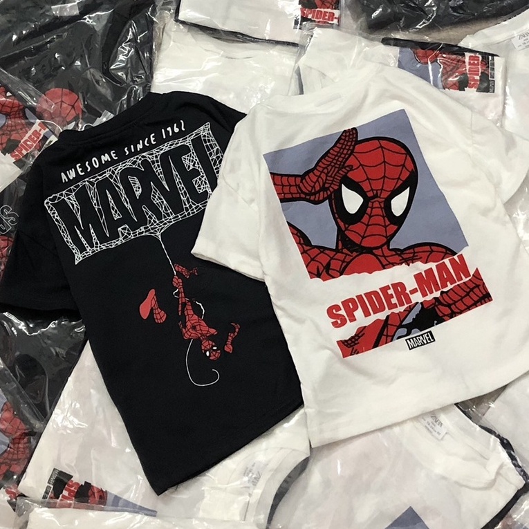 Áo thun cộc tay bé trai - Set 2 áo nhện Marvel Zara cho bé trai size 1-5t