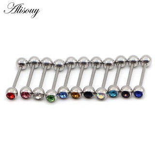 Alisouy 1 Mới 11 Màu Pha Lê Bóng Lưỡi Tai Sụn Tragus Thanh Nhẫn Barbell Xuyên Thép Không Gỉ Cơ Thể Trang Sức