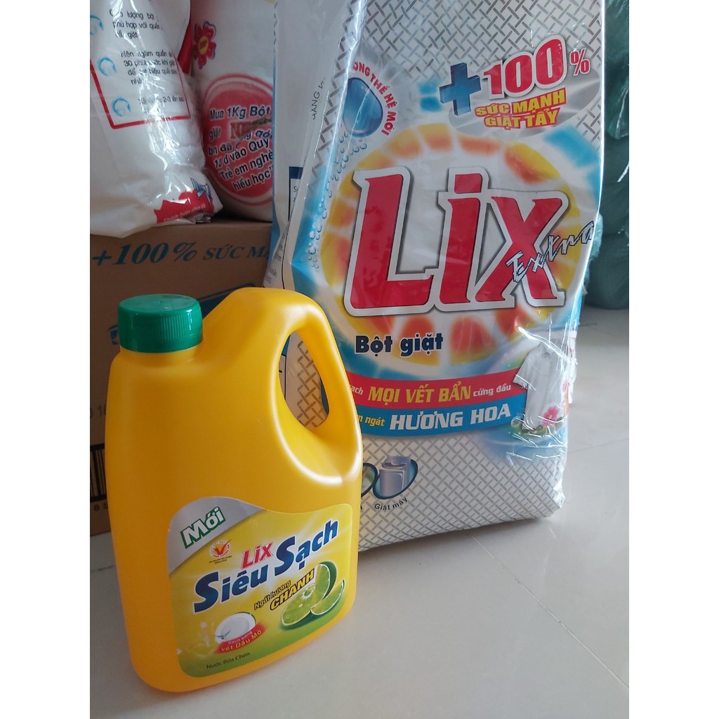 COMBO - Bột giặt Lix 5,5kg HƯơng NƯớc hoa tặng NRC 750g Siêu sạch
