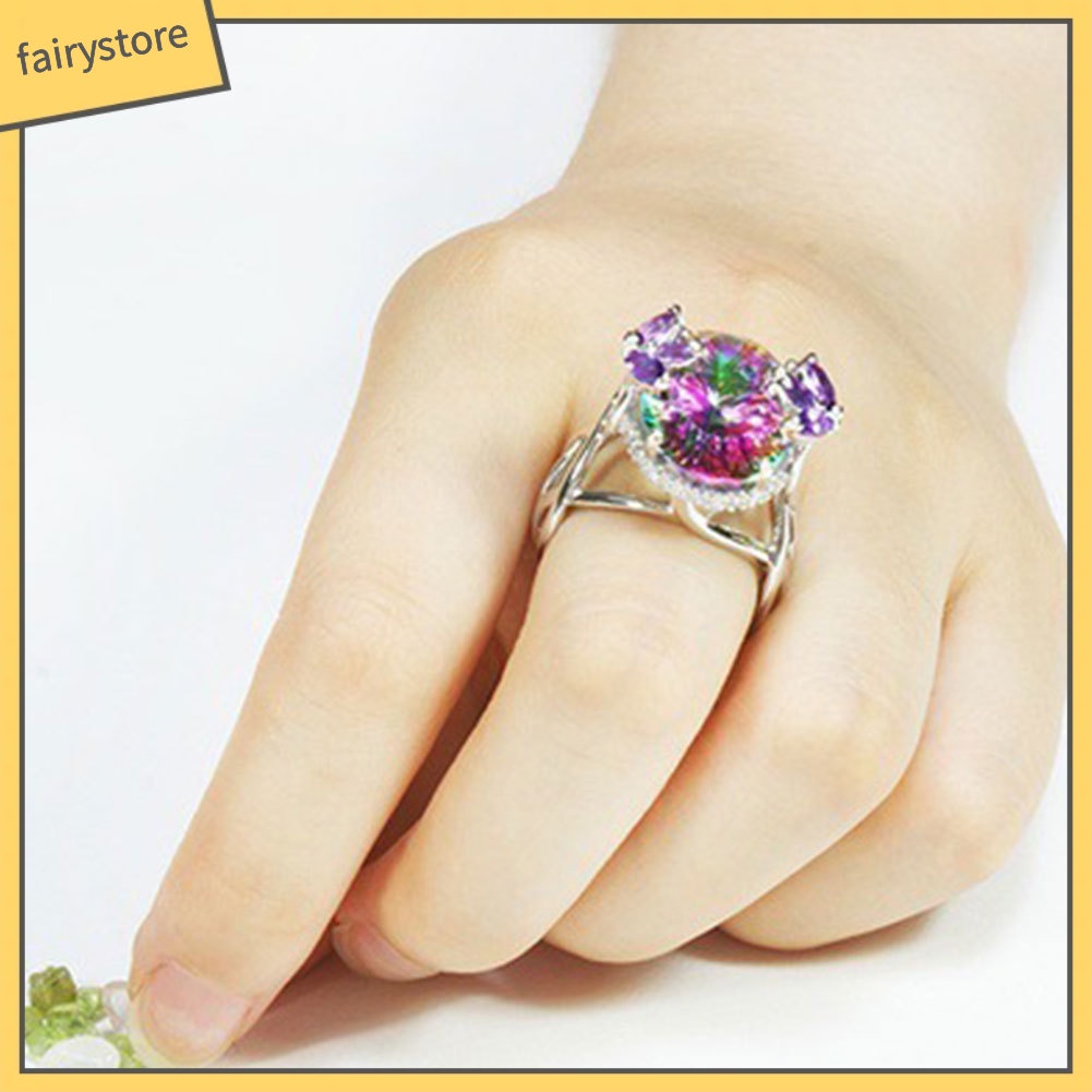 Nhẫn ĐíNh Đá MàU CầU VồNg Sang TrọNg Cho Nữ