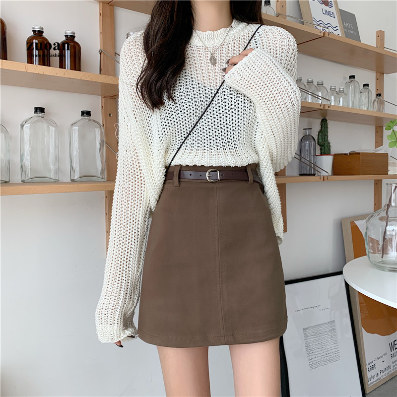 Chân váy SUXI dáng chữ A ngắn lưng cao phong cách Hàn Quốc thời trang mới