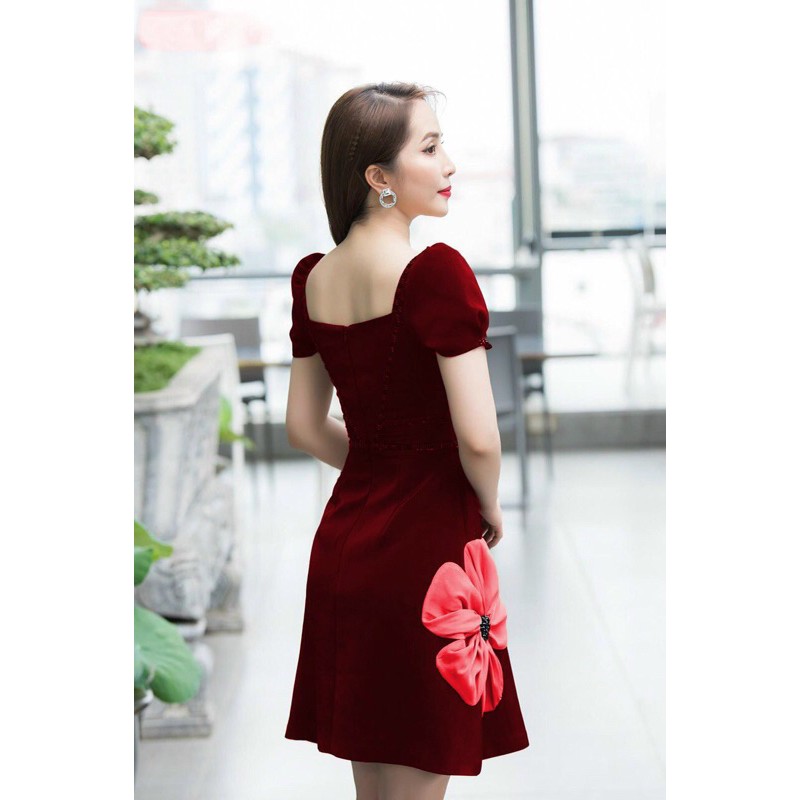 ĐẦM CHỮ A XẾP LY BO EO  ĐÍNH HOA SỨ