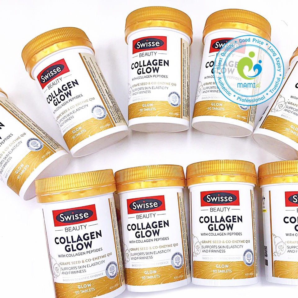 Viên Collagen (60v/120v) giúp đẹp sáng da, căng mịn cho người trên 18 tuổi Swisse Beauty Collagen Glow, Úc