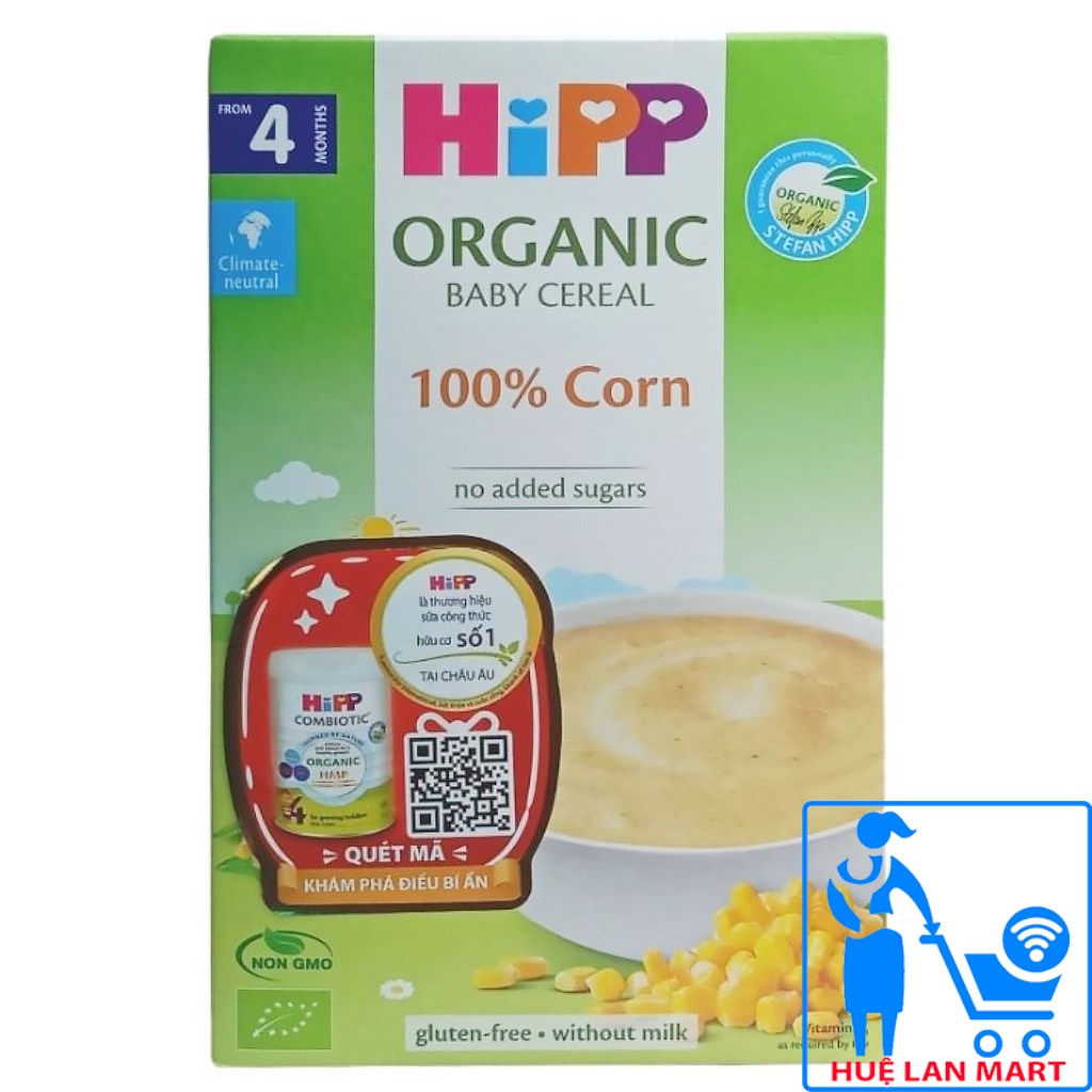 [CHÍNH HÃNG] Bột Ăn Dặm HiPP 100% Corn (Bột Ngũ Cốc Bắp Non hữu cơ 100%) Hộp 200g