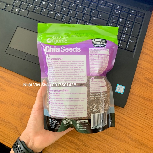 Hạt Chia Úc Organic Chia Seeds 250g (Date: 2022)