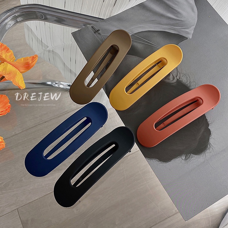 DREJEW Kẹp tóc bằng acrylic màu trơn họa tiết hình học phong cách Nhật Hàn