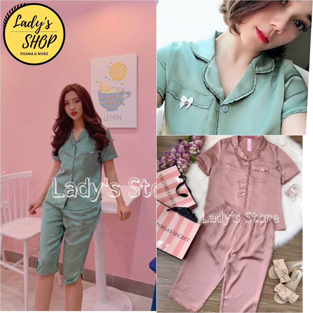 [Mã 44FASHIONSALE1 giảm 10K đơn 50K] Đồ bộ pijama lụa pijama lửng viền bèo