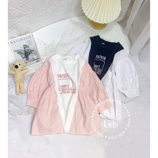 Váy cotton dài tay phối sơ mi siêu xinh(kèm ảnh thật và video)