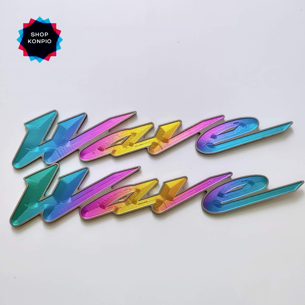 Cặp Tem Titan Chữ Wave Điện Phân Keo 3M Dán Xe Máy (Giá 1 Cặp)