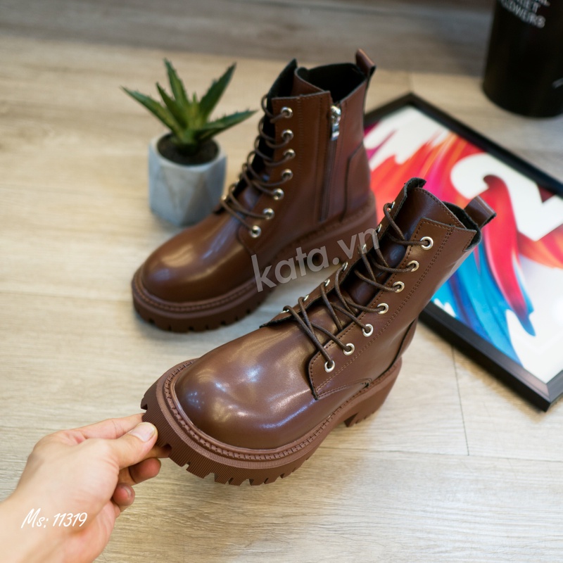 Giày boots da cổ cao nữ 11318