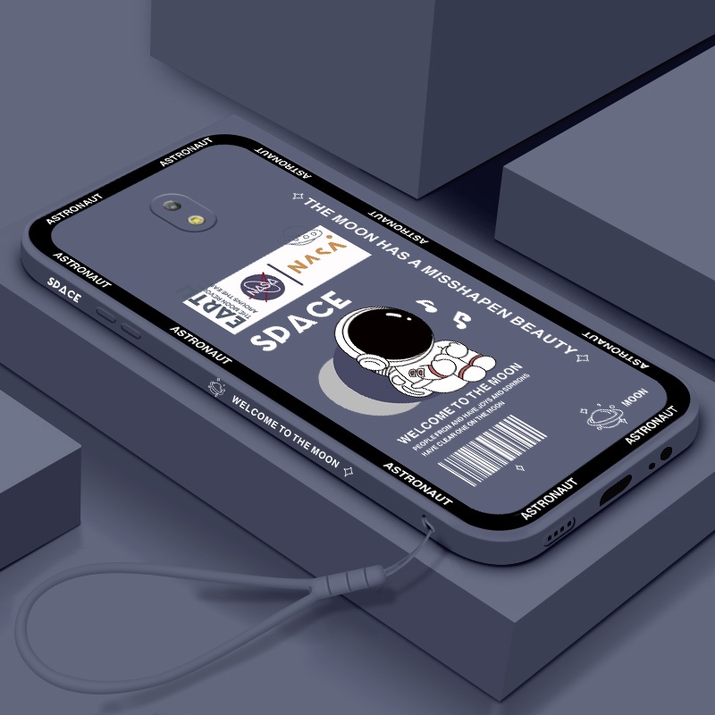 Ốp Điện Thoại Silicone Mềm Hình Phi Hành Gia Chống Dấu Vân Tay / Rơi Vỡ + Dây Đeo Cho Samsung J7 Prime J7 Pro J8 2018