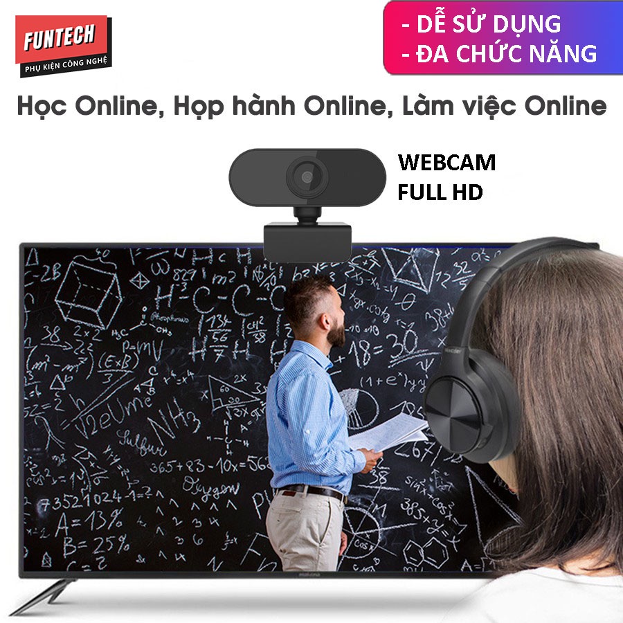 Webcam máy tính full HD 1080p cực nét có Mic dùng cho máy tính laptop full box và phụ kiện bbqmart68