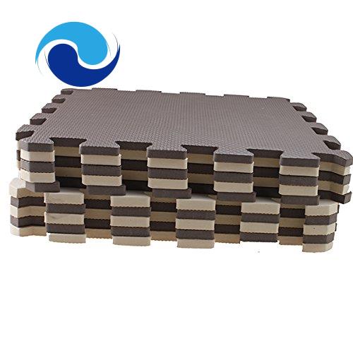Set 10 miếng lót sàn lắp ráp bằng xốp EVA màu nâu và be đơn giản