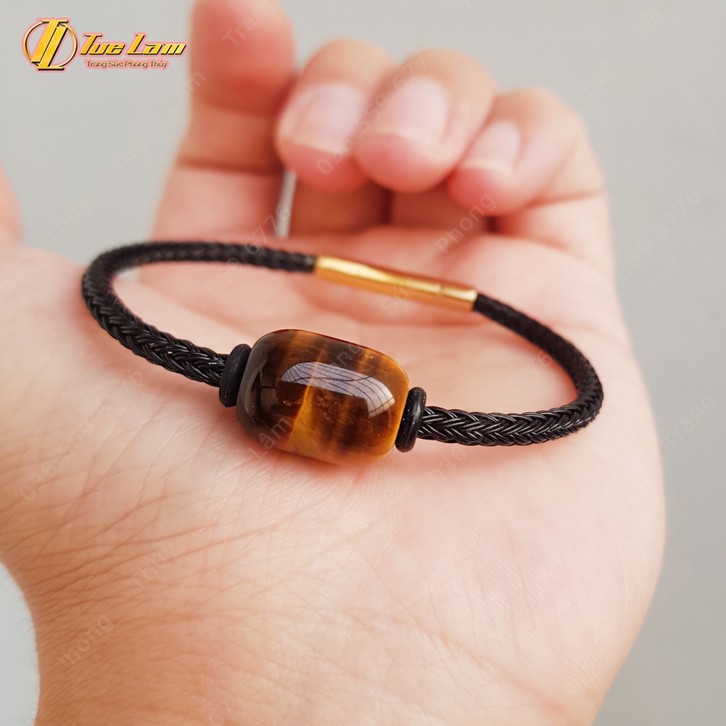 Vòng tay lu thống măt hô nâu vàng hợp mệnh kim thổ, dáng bầu may mắn, chiêu tài hút lộc - Tuệ Lâm