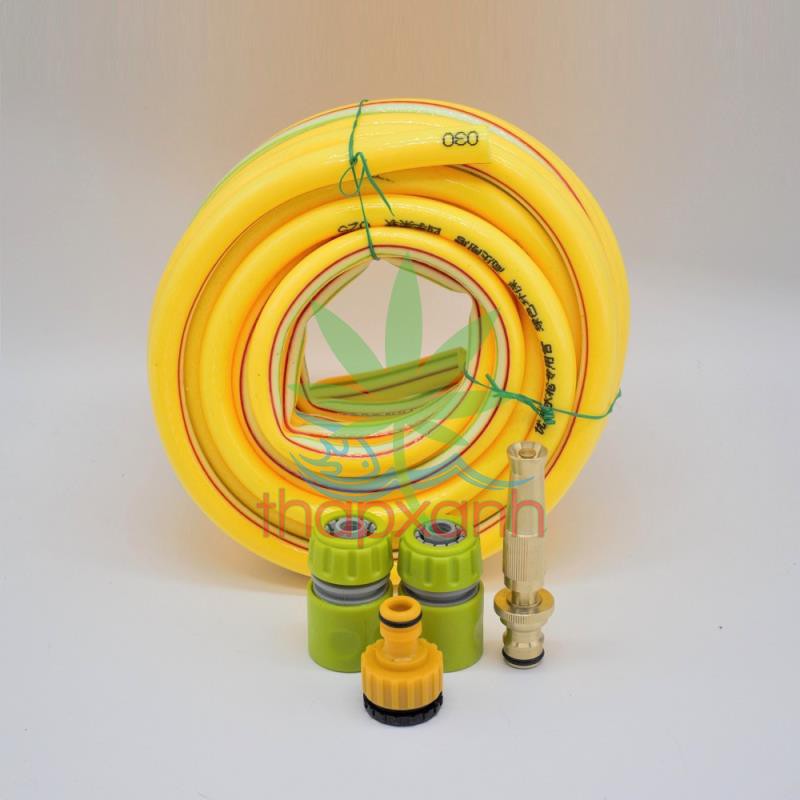 Bộ vòi xịt nước tưới cây, Rửa xe BDT-5213 Vòi xịt đồng VOI-6 + 15m dây 16mm