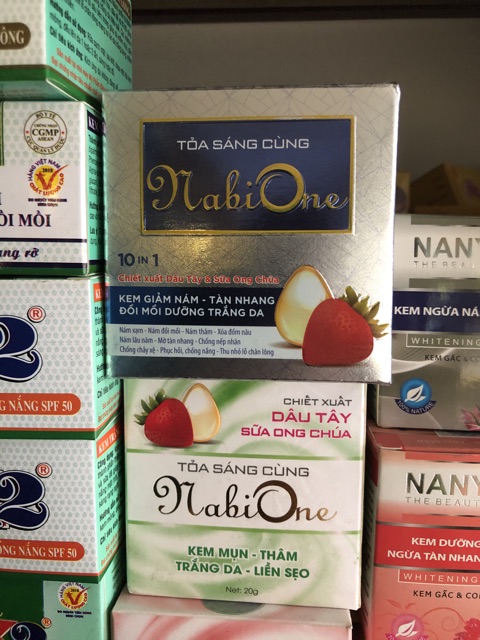 Kem giảm nám tàn nhang đồi mồi dữơng trắng da Nabi one 30g