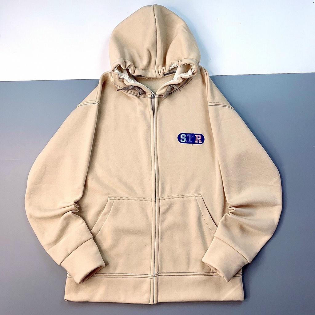 Áo Khoác Hoodie Nỉ Bông Zip STR Form Rộng Uniex Nam Nữ Ulzzang KUN | WebRaoVat - webraovat.net.vn