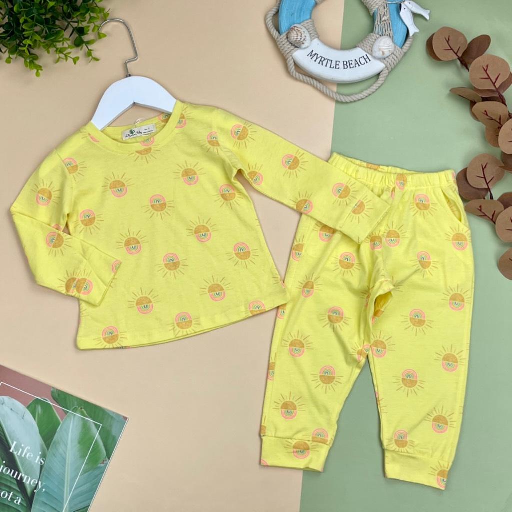 Bộ quần áo bé gái LITIBABY chất cotton, hình phối hoa văn size 1/5T