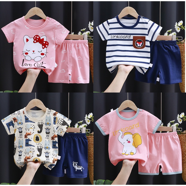 Bộ Quần Áo Ngắn Tay Họa Tiết Hoạt Hình Đáng Yêu Thời Trang Mùa Hè Cho Bé Trai