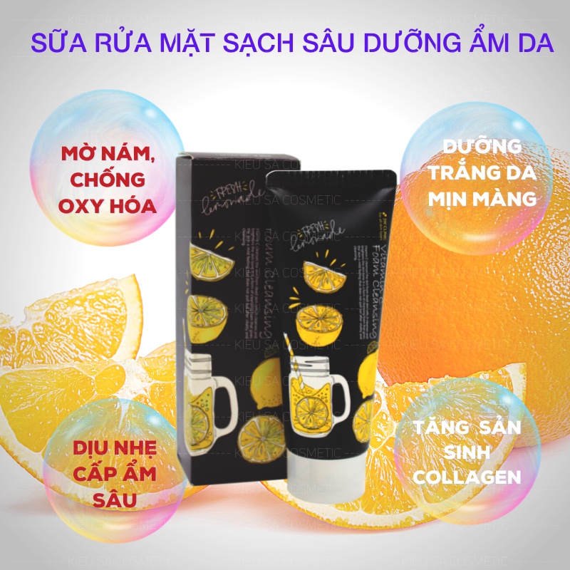 3W Clinic Vitamin C Foam Cleansing Sữa Rửa Mặt Dưỡng Trắng Sáng Da Chiết Xuất Chanh 100ml