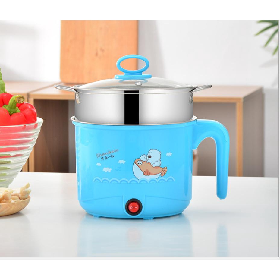 [RẺ BẤT NGỜ] Nồi Lẩu Điện Mini Kèm Giá Hấp INOX cao cấp, dung tích 1,8L,, phù hợp gia đình bận rộn