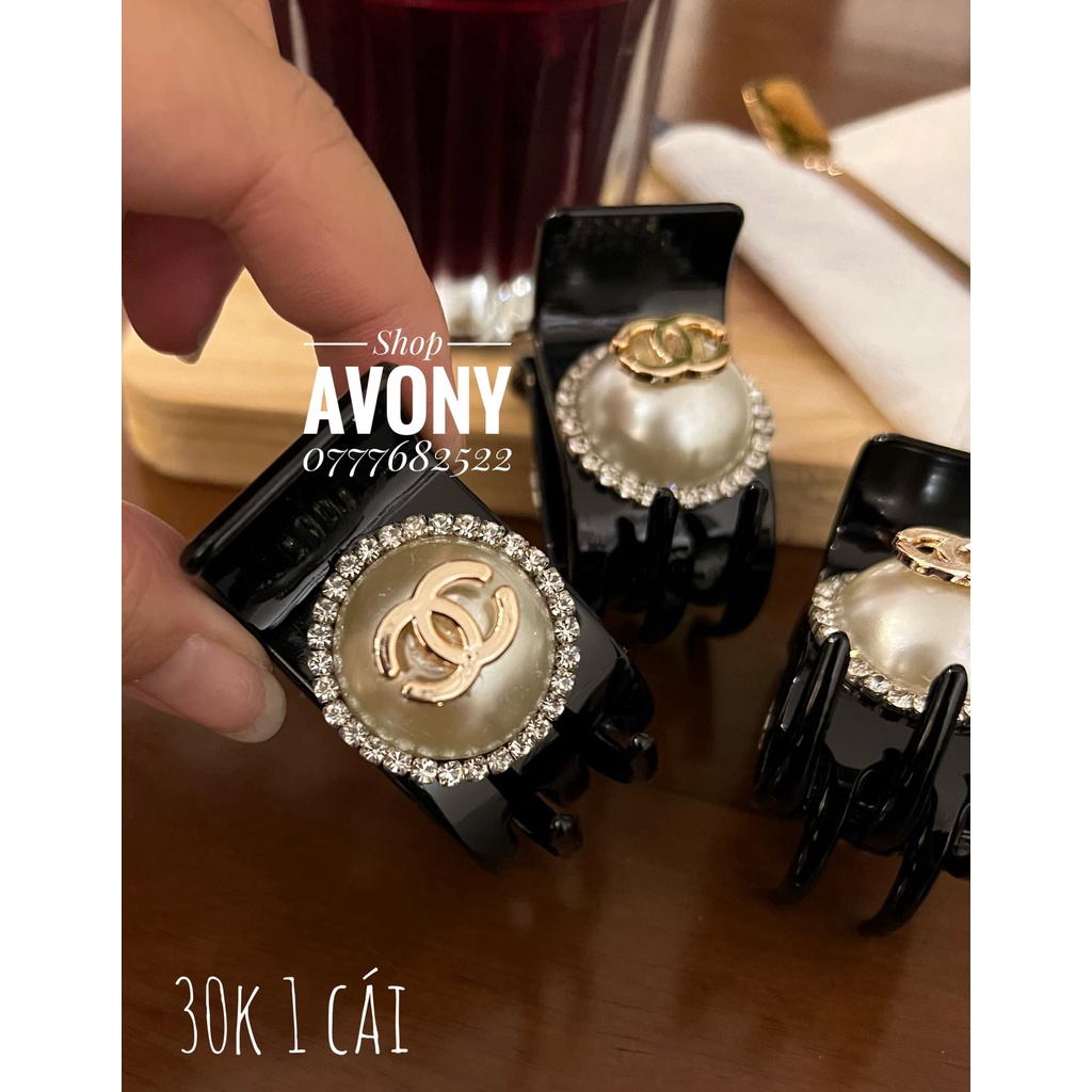 kẹp tóc càng cua (3 - 5) răng đính ngọc viền xoàn