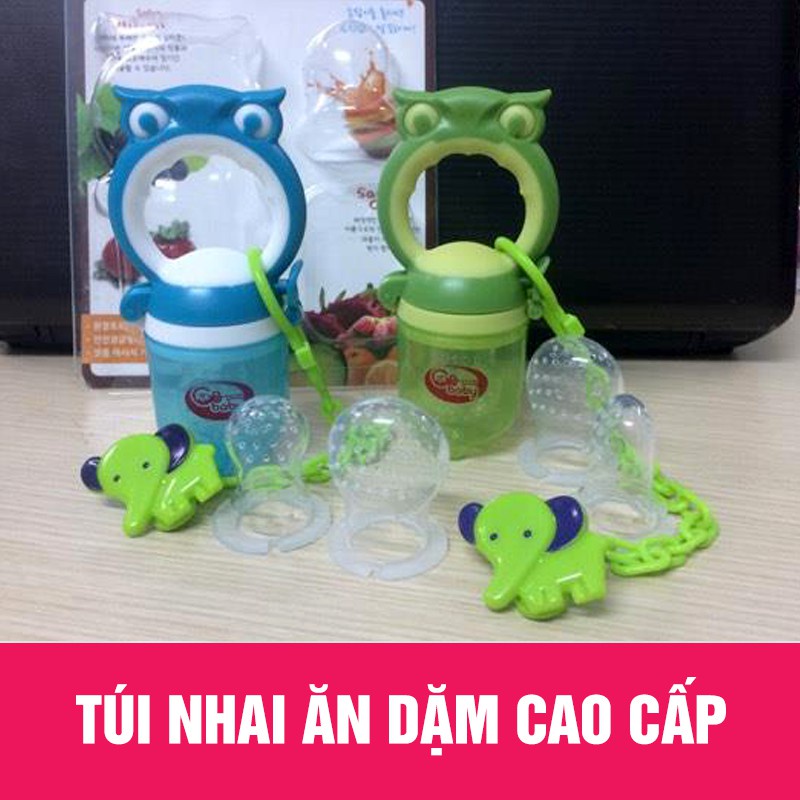 Túi nhai chống hóc Gb baby Hàn quốc tặng kẹp xích và 2 núm sơ cua cao cấp cho bé (hàng chính hãng)