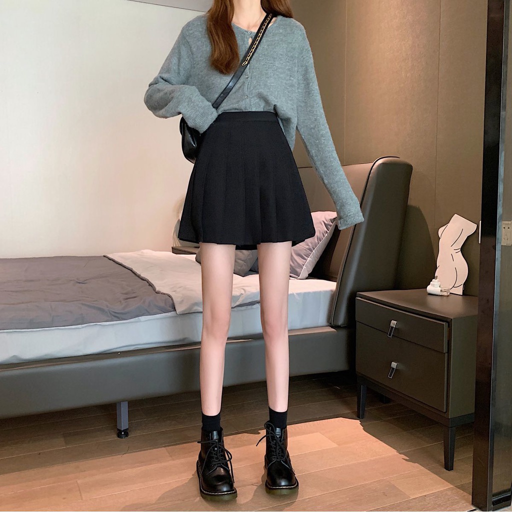 [In stock] Plus size college pleated skirts, skirts, high waist pleated skirts, mini skirts, a-line skirts, women's black coffee