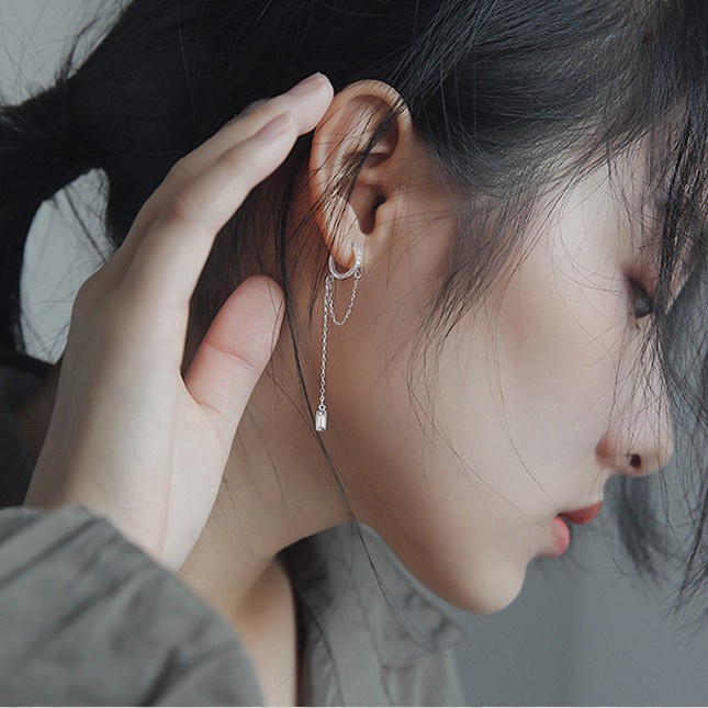 Bông tai bạc khoen tròn cá tính dành cho nữ (1 chiếc) ANNIE B80
