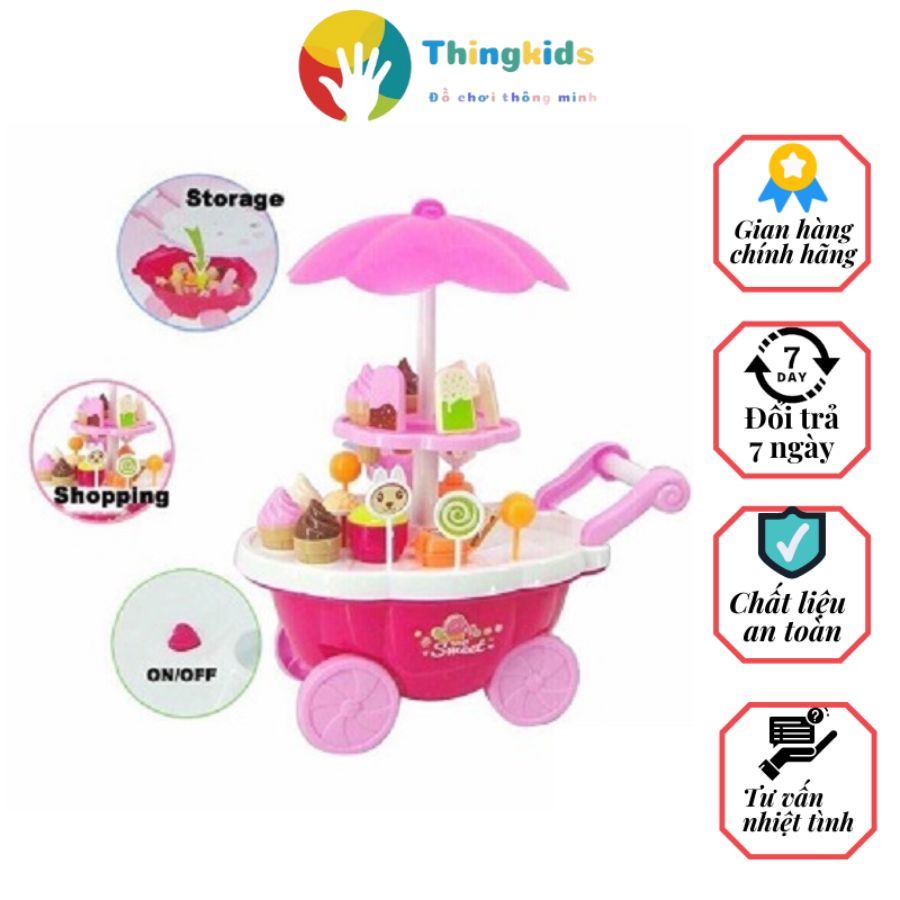Đồ chơi xe đẩy kem 2 tầng có nhạc cho bé - Thingkids