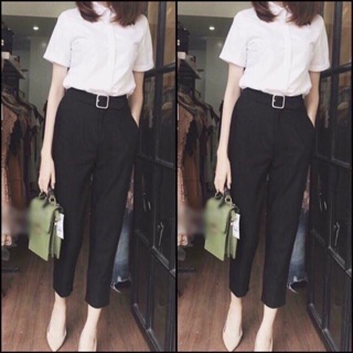 Quần baggy đai vuông công sở