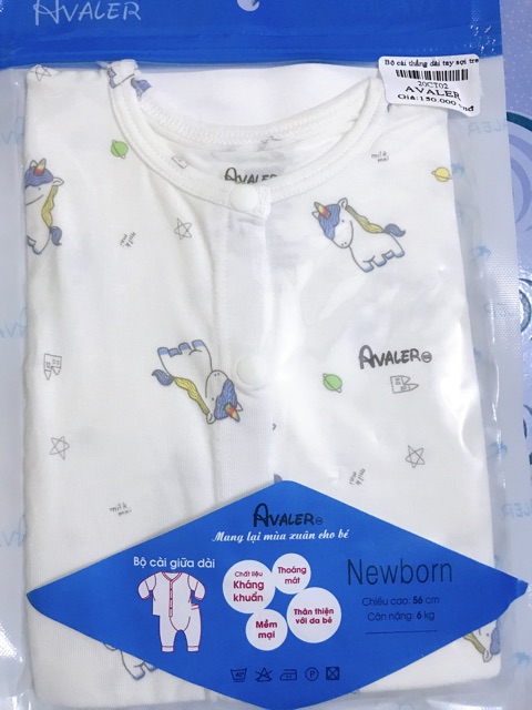 {Hà Nam/Avaler} Bộ cài thẳng dài tay hoạ tiết sợi tre Avaler size nb đến 6-9m