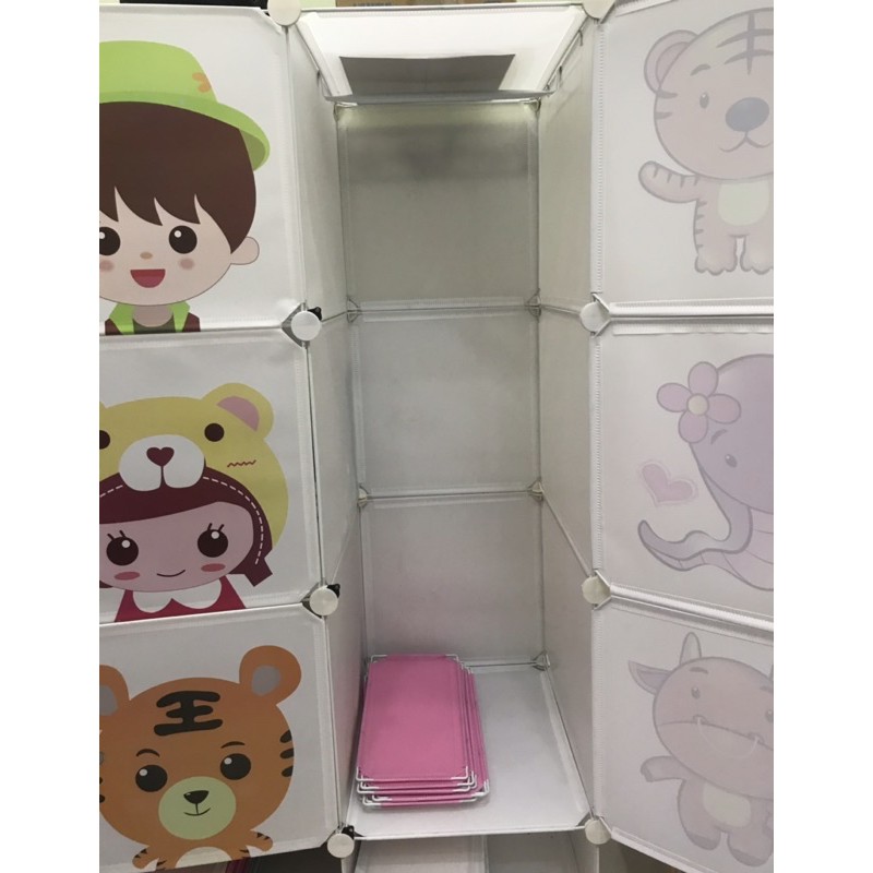 Tủ Nhựa Lắp Ghép 6 ô Lớn và 2 ô Nhỏ - Hoạt Hình Siêu Cute