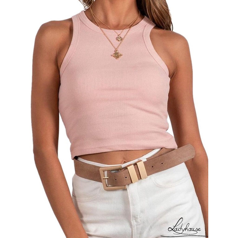 Áo Crop Top Không Tay Màu Trơn Thời Trang Dành Cho Nữ