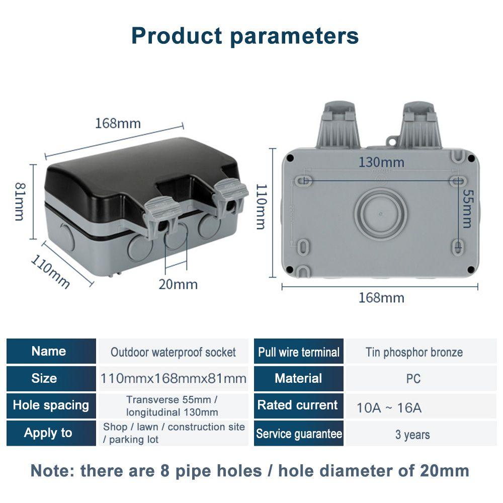 Nắp Đậy Ổ Cắm Điện Chống Thấm Nước 13A 2 Gang