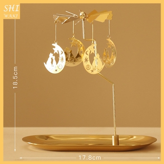 [Shiwaki] Giá đỡ nến vàng Xoay giá đỡ nến mã Hộp đựng, Chân nến gia đình Trung tâm cho người yêu, Lễ tạ ơn, Giáng sinh
